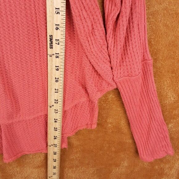 WE THE FREE PEOPLE Womens Top Small Mauve Pullover Tunic Cowl Neck Waffle Knit - Picture 4 of 7